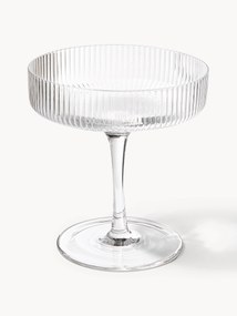 Mouth-Blown Champagne Saucers Ripple with Groove Relief, Set of 2