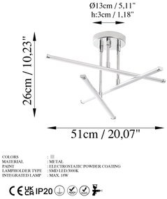 Candeeiro de Teto Ledflower – Chrome – 51 cm x 26 cm