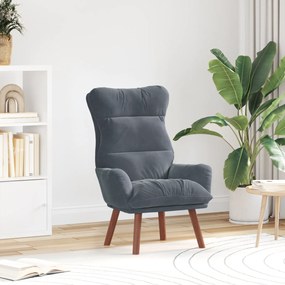 Poltrona Relaxante Veludo Cinza Escuro