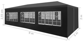 Tenda para festas 3x9 m antracite
