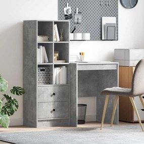 vidaXL Mesa com Armazenamento Cinza Concreto Madeira Engenheirada