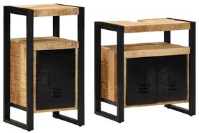 vidaXL Conjunto de Móveis para Banheiro 2 pcs Madeira de manga rústica