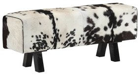 vidaXL Banco 110x30x45 cm couro de cabra genuíno preto e branco