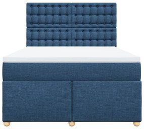 Cama com molas/colchão 140x200 cm tecido azul