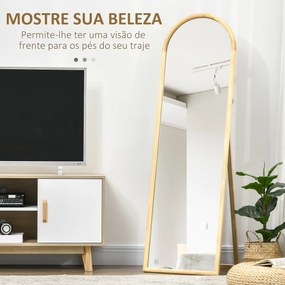 HOMCOM Espelho de Pé de Madeira Espelho de Corpo Inteiro com Suporte para Sala de Estar Dormitório Camarim Entrada Corredor Estilo Moderno 150x46x43cm Madeira
