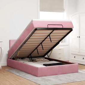 vidaXL Estrutura de cama otomana com colchão 120x200 cm veludo rosa