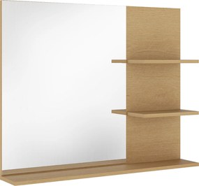 Kleankin Espelho de Banheiro com 3 Prateleiras Porta-objetos para Maquiagem, Rovere | Aosom Portugal