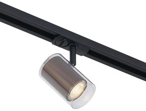 Foco moderno bronze escuro com vidro transparente para sistema de calhas monofásico - Iconic Lloyd Moderno