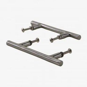 Pack De 2 Puxadores Em Ferro Daneriel Cinza Cromado & ↔︎ 14 Cm - Sklum
