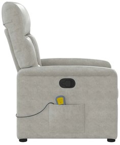 Poltrona de massagens reclinável tecido microfibra cinza-claro