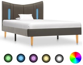 Estrutura de cama c/ LED 100x200 cm couro artificial antracite