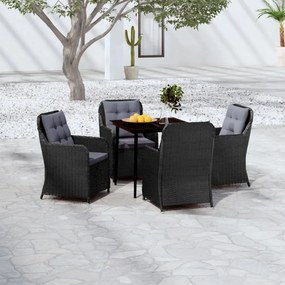 vidaXL 5 pcs Conjunto de jantar para jardim preto