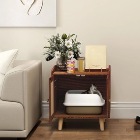 Móvel para Caixa de Areia para Gatos (NÃO INCLUÍDA) com Tapetes de Sisal Pés de Madeira 55x43x59,6 cm Castanho Rústico