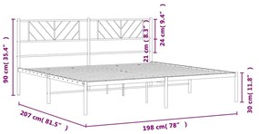 Estrutura de cama com cabeceira 193x203 cm metal preto