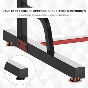 HOMCOM Torre de abdominais para Ginásio Ajustável em altura com tubo de aço de 6 furos Suporta até 120 kg 94x80,5x180-230 cm Preto