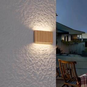 Candeeiro de Parede Exterior Escandinavo Imitação Madeira 17,5cm incl. LED IP65 - Batt