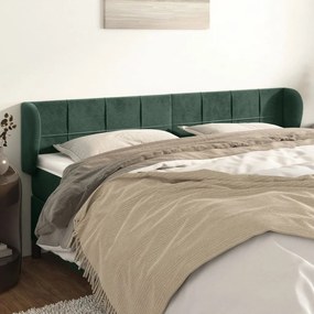 Cabeceira de cama c/ abas veludo 183x23x78/88cm verde-escuro