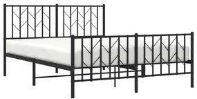 Estrutura de cama com cabeceira e pés 140x190 cm metal preto