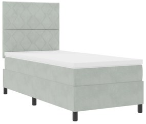 Cama Box com Colchão vidaXL Cinza Claro 90x200 cm Veludo
