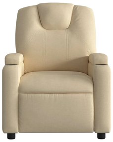 Poltrona de massagens reclinável tecido cor creme