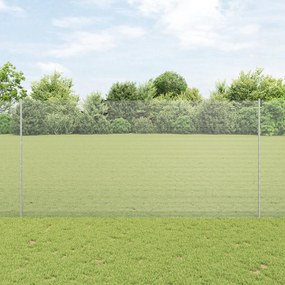 Cerca de Malha Soldada com 44 U Postes Prateados 1,5x50 m Aço