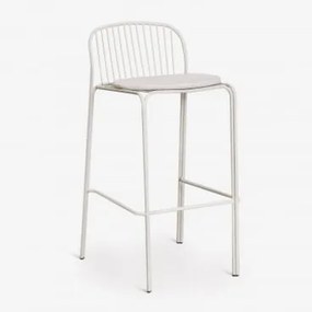 Banqueta Alta Em Aço Anerina ↑75 Cm & Branco Acinzentado & Branco Glacial - Sklum