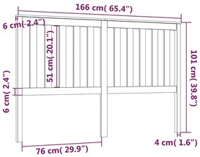 Cabeceira de cama 166x6x101 cm pinho maciço cinzento