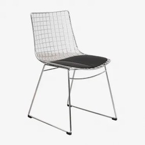 Cadeira De Jantar Em Aço Renee Cromado & Couro Sintético Preto - Sklum