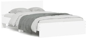 vidaXL Estrutura de cama com cabeceira e luzes LED 135x190 cm branco