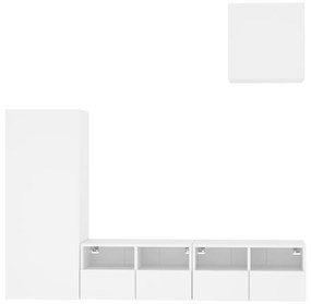 4 pcs móveis de parede p/ TV derivados de madeira branco