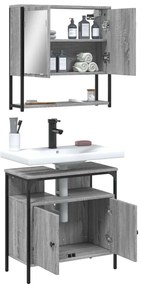 2 pcs conjunto móveis WC derivados de madeira sonoma cinza