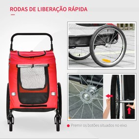 PawHut Reboque de Bicicleta para Cães 2 em 1 Transporte para Animais d