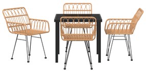 Conjunto de Jantar de Jardim 5 Peças Marrom Vime Poly