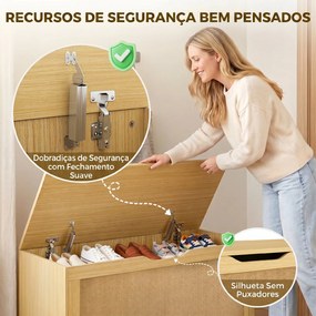 Baú de Arrumação 108 L com Painel de Ratã e Tampa com Braços de Apoio 80x40x45 cm Carvalho