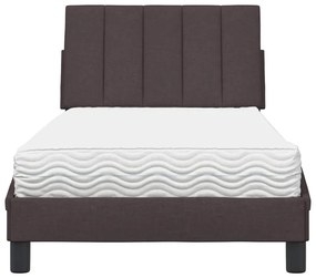Cama com colchão 90x200 cm tecido castanho-escuro
