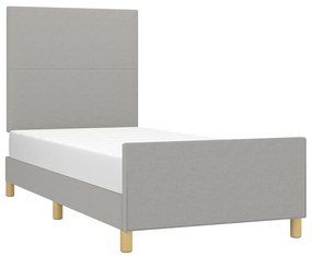Estrutura de cama sem colchão 90x200 cm tecido cinzento-claro