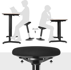 Banco de trabalho escritório 360° 60-85 cm preto