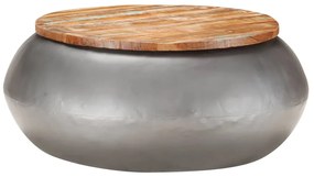 Mesa de centro 68x68x30 cm madeira recuperada maciça cinzento