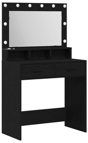 Mesa de Maquilhagem vidaXL com Luzes de LED Carvalho Preto 79x41x135 c