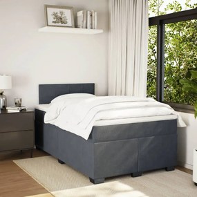 Cama boxspring com colchão 120x190 cm veludo cinzento-escuro