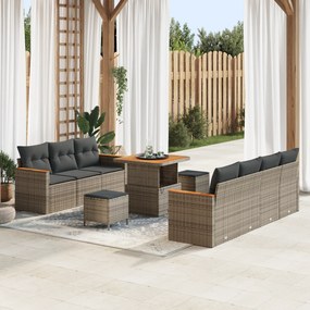 Conjunto de Sofás de Jardim vidaXL de 10 Peças com Almofadas Cinza Vim