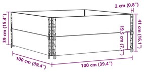 Vaso/floreira para jardim 100x100 cm pinho maciço castanho