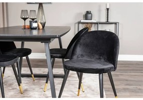 Venture Home Cadeiras de jantar Velvet 2 pcs veludo preto e latão