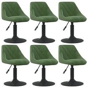 Cadeiras de jantar giratórias 6 pcs veludo verde-escuro