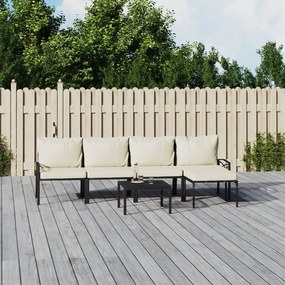 vidaXL 6 pcs conjunto lounge de jardim aço c/ almofadões areia
