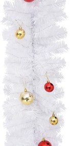 Grinalda de Natal decorada com enfeites 10 m branco