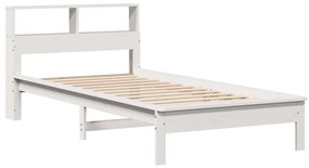 Cama com estante sem colchão 100x200 cm pinho maciço branco