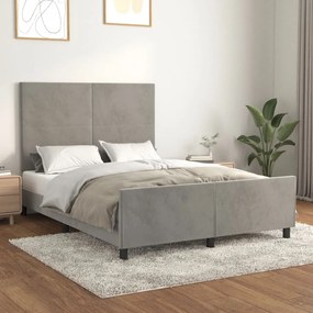 Estrutura de cama sem colchão 140x200 cm veludo cinzento-claro