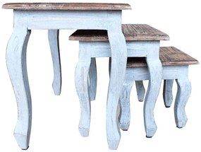 Conjunto de mesas de encastrar 3 pcs madeira de mogno maciça