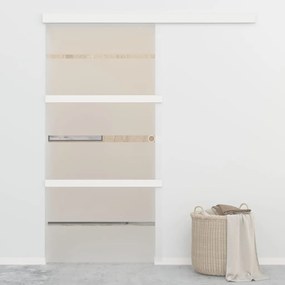 vidaXL Porta deslizante em vidro ESG e alumínio 102,5x212 cm prateado
